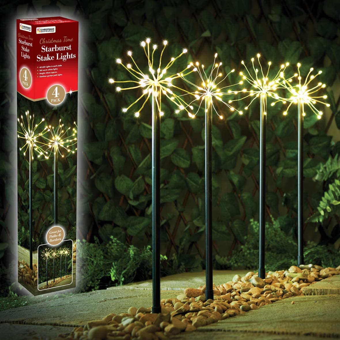 5pcs Christmas Snowflake Pathway Stake Lights 9.5 Ft Total 60 Led Outdoor Snowflake Pathway Markers Battery Operated Fairy Lights for Pathway Walkway Christmas Decoration Cool White